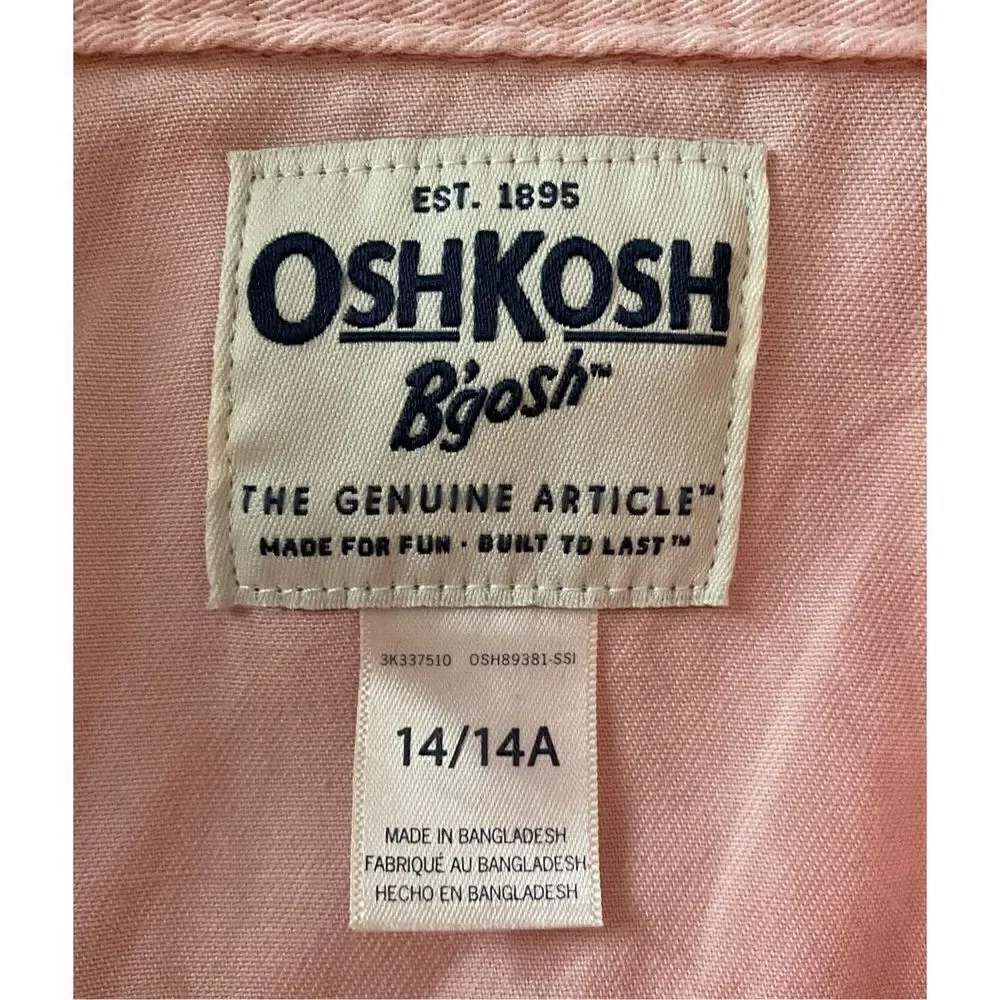 Oshkosh Pink Denim Jacket with lace yoke, Sz:14 NWT